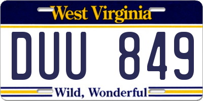 WV license plate DUU849