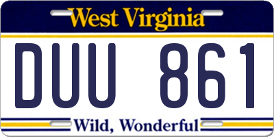 WV license plate DUU861
