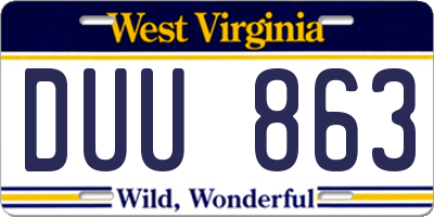 WV license plate DUU863
