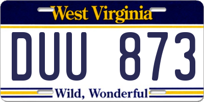 WV license plate DUU873