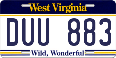 WV license plate DUU883