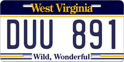 WV license plate DUU891