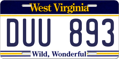 WV license plate DUU893