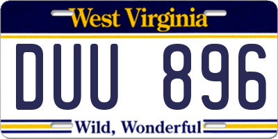 WV license plate DUU896