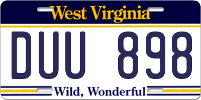 WV license plate DUU898