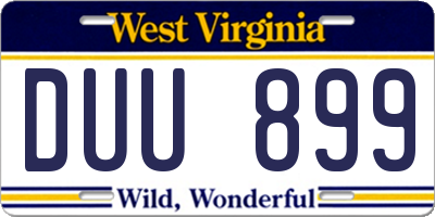 WV license plate DUU899