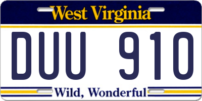 WV license plate DUU910