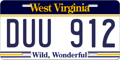 WV license plate DUU912