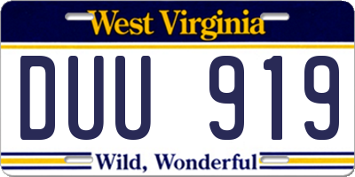 WV license plate DUU919