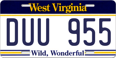 WV license plate DUU955