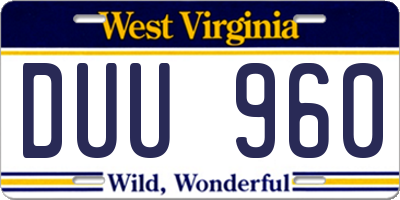 WV license plate DUU960