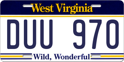 WV license plate DUU970