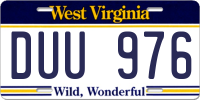 WV license plate DUU976