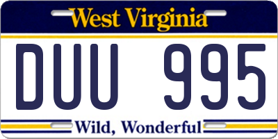 WV license plate DUU995
