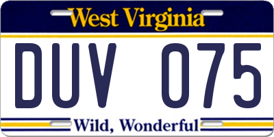 WV license plate DUV075