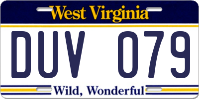 WV license plate DUV079