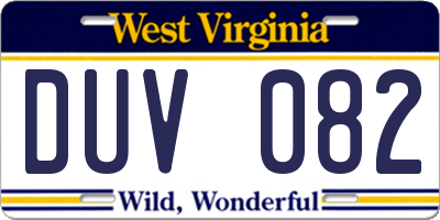 WV license plate DUV082