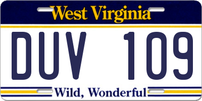 WV license plate DUV109