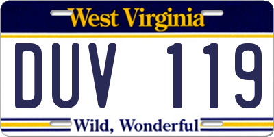 WV license plate DUV119