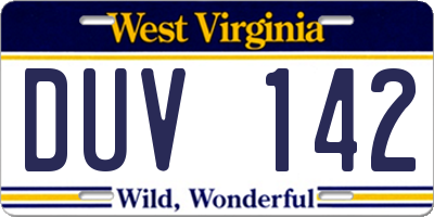 WV license plate DUV142