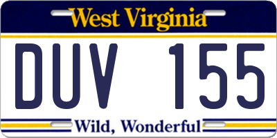 WV license plate DUV155