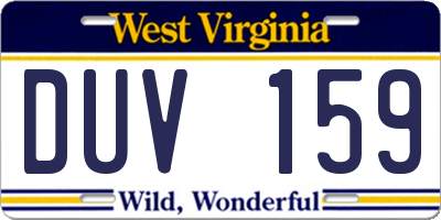 WV license plate DUV159