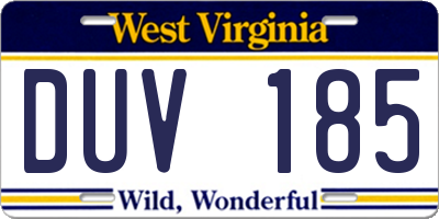 WV license plate DUV185