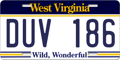 WV license plate DUV186
