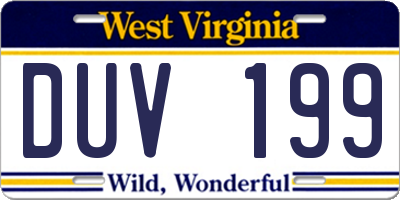 WV license plate DUV199