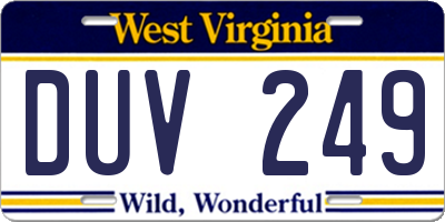 WV license plate DUV249