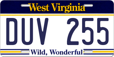 WV license plate DUV255