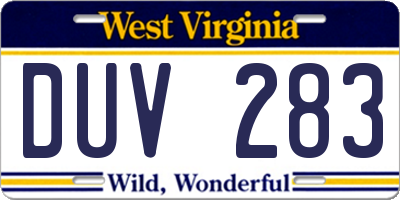 WV license plate DUV283