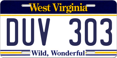 WV license plate DUV303