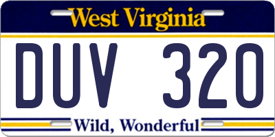WV license plate DUV320