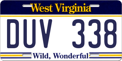 WV license plate DUV338