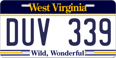 WV license plate DUV339