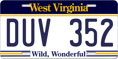 WV license plate DUV352