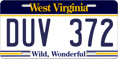 WV license plate DUV372