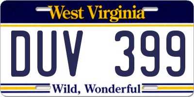 WV license plate DUV399