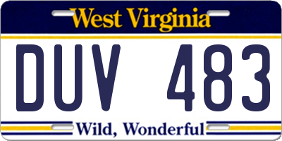 WV license plate DUV483