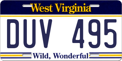 WV license plate DUV495