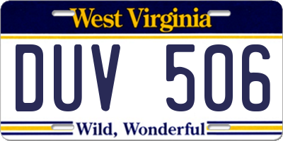 WV license plate DUV506