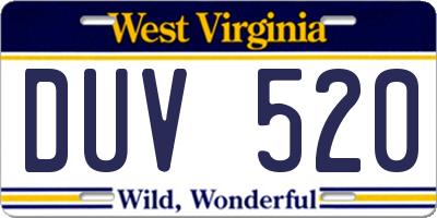WV license plate DUV520
