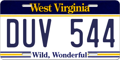 WV license plate DUV544