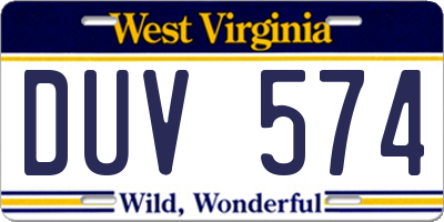 WV license plate DUV574