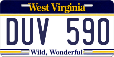 WV license plate DUV590