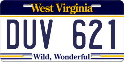 WV license plate DUV621