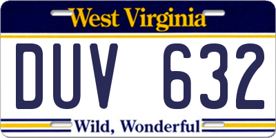 WV license plate DUV632