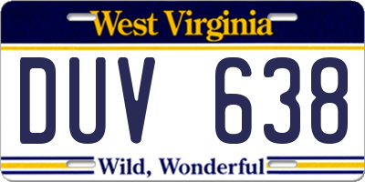 WV license plate DUV638