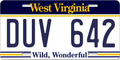 WV license plate DUV642